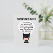 Superhero-Regeln Postkarte (Stehend Vorderseite)