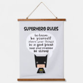 Superhero-Regeln Wandteppich Mit Holzrahmen (Vorderseite)
