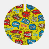 Superhero Saga: Niedliche Comic-Muster Ornament Aus Glas (Rückseite)