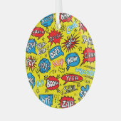 Superhero Saga: Niedliche Comic-Muster Ornament Aus Glas (Vorderseite links)