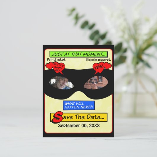 Superhero Save the Date (Stehend Vorderseite)