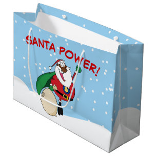 Superhero-schwarze Sankt-Power-Geschenk-Tasche Große Geschenktüte