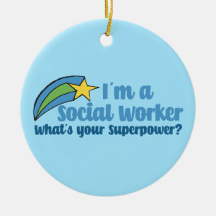 Superhero Social Worker Keramik Ornament