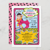 Superhero Super Girl Comic Buch Einladungen (Vorne/Hinten)