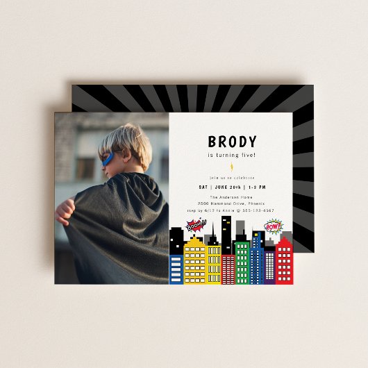 Superhero Thema Geburtstag Foto Einladung