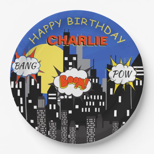 Superhero Thema Geburtstag Pappteller (Vorderseite)
