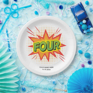 Superhero Theme Kids Elegantes 4. Geburtstags-Part Pappteller