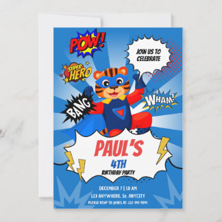 Superhero Theme Kindergeburtstag Party Einladung