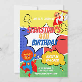 Superhero Theme Kindergeburtstag Party Einladung