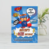 Superhero Tiger Geburtstagspartei Einladung (Stehend Vorderseite)