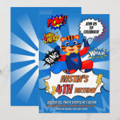 Superhero Tiger Geburtstagspartei Einladung (Vorne/Hinten)