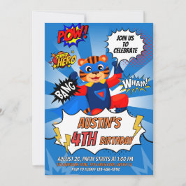 Superhero Tiger Geburtstagspartei Einladung