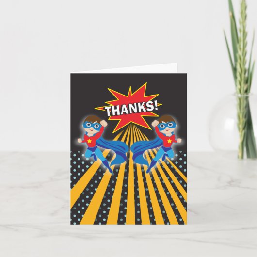 Superhero | Twins Dankeschön Card Dankeskarte (Vorderseite)