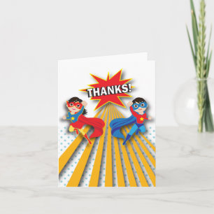 Superhero   Twins Dankeschön Card Dankeskarte