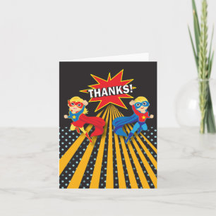 Superhero   Twins Dankeschön Card Dankeskarte