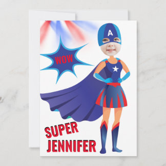Superhero USA Atemberaubend Girl Phantastisch Gebu Einladung