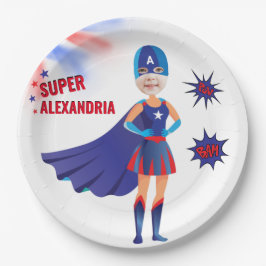 Superhero USA Atemberaubend Girl Phantastisch Gebu Pappteller