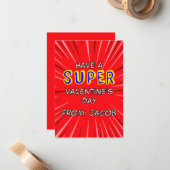 Superhero Valentine’s Day Card Mitteilungskarte (Vorderseite/Rückseite Beispiel)