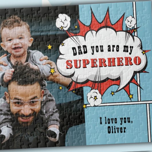 Superhero Vater Comic Speech Bubble Foto Puzzle