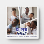 Superhero Vater Foto Collage Comic Buch Keepake Fotoplatte (Vorderseite)