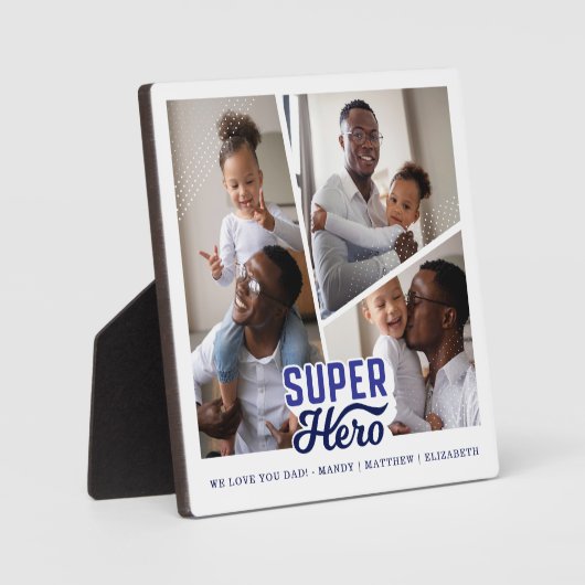 Superhero Vater Foto Collage Comic Buch Keepake Fotoplatte (Vorderseite)