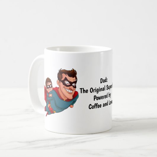 Superhero Vater Personalisiert Kaffeetasse (Vorderseite Links)