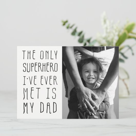 Superhero Vater Vatertag Foto Karte (Stehend Vorderseite)