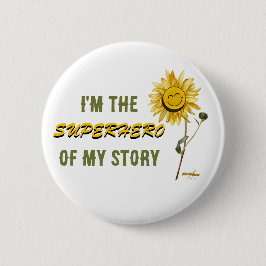 Superhero White Button von Poet Adiela Akoo