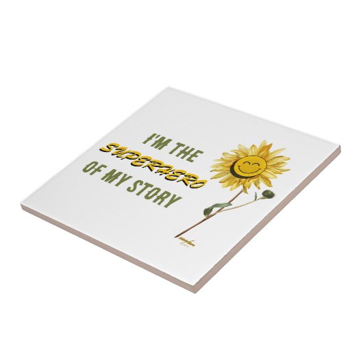 Superhero White Keramik Tile von Poet Adiela Akoo Fliese (Seite)