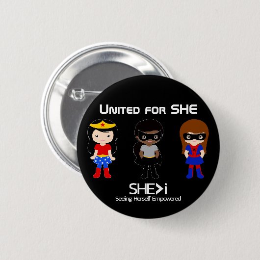 SUPERHERO White Kontur - Vereint für SHE Button (Vorne & Hinten)
