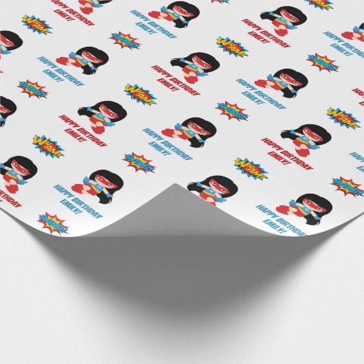 Superhero Wrapping Paper (Girl Personalisiert Name Geschenkpapier (Ecke)