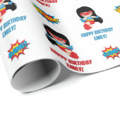 Superhero Wrapping Paper (Girl Personalisiert Name Geschenkpapier (Rolleneckpunkt)
