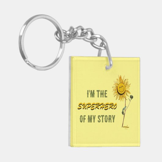 Superhero Yellow Acrylic Schlüsselanhänger von Adi (Vorderseite links)