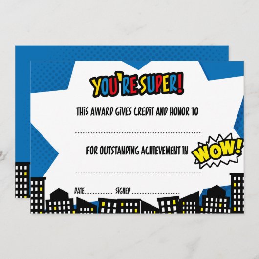 Superhero-Zertifikat, Diplom Einladung (Vorne/Hinten)