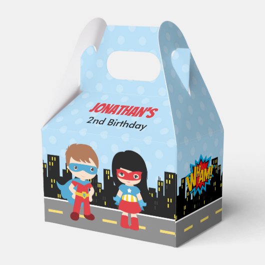 Superheroes Fvor Box (Kindergeburtstag-Gastgeschen Geschenkschachtel (Rückseite)