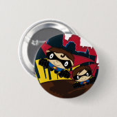 Superheroes im Stadt-Szenen-Knopf-Abzeichen Button (Vorne & Hinten)