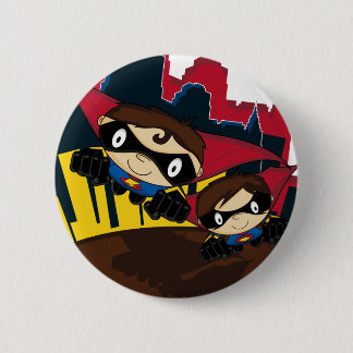 Superheroes im Stadt-Szenen-Knopf-Abzeichen Button