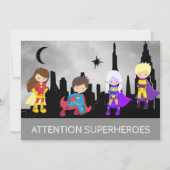 *~* SUPERHEROS Kinder Geburtstagsparty Einladung (Vorderseite)