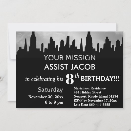 *~* SUPERHEROS Kinder Geburtstagsparty Einladung (Rückseite)