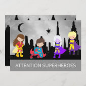 *~* SUPERHEROS Kinder Geburtstagsparty Einladung (Vorne/Hinten)