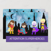 *~* SUPERHEROS Kindergeburtstag Party Einladung (Vorne/Hinten)