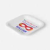 Superheros Party Happy Birthday Pappteller (Gewinkelt)