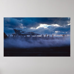 Superhornisse FA-18 auf Plattform von USS Stennis Poster