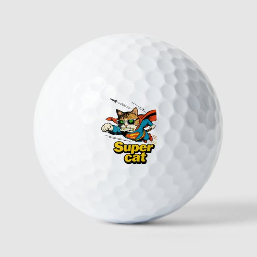 Superkatze fliegt mit Fisch Golfball (Vorderseite)