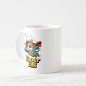 Superkatze fliegt mit Fisch Kaffeetasse (Vorderseite Links)