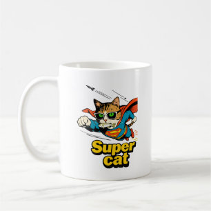 Superkatze fliegt mit Fisch Kaffeetasse