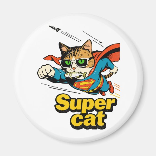 Superkatze fliegt mit Fisch Magnet (Vorne)