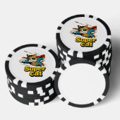Superkatze fliegt mit Fisch Pokerchips (Stapel)