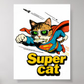 Superkatze fliegt mit Fisch Poster (Vorne)