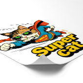 Superkatze fliegt mit Fisch Poster (Ecke)